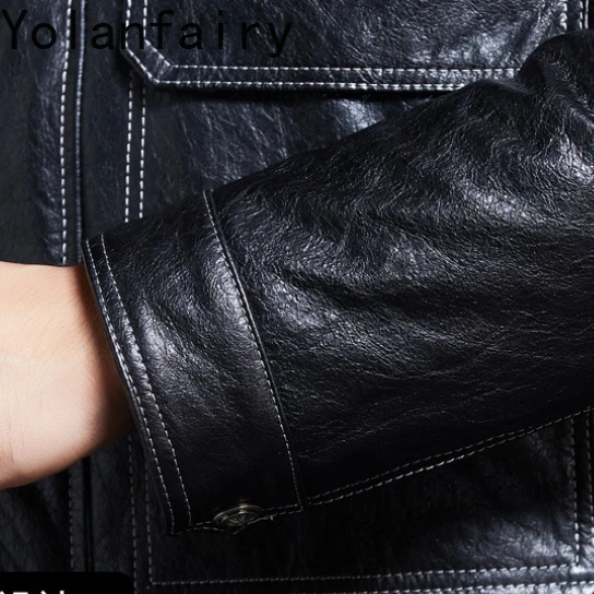 YOLANFAIRY мужская куртка из натуральной воловьей кожи с натуральным мехом волка