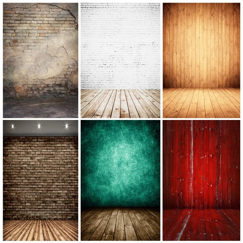 

Art Fabric Photo Backdrops Wood Board Brick Wall Vintage Photography Background For Studio Shoot Photocall 21902XZM-05