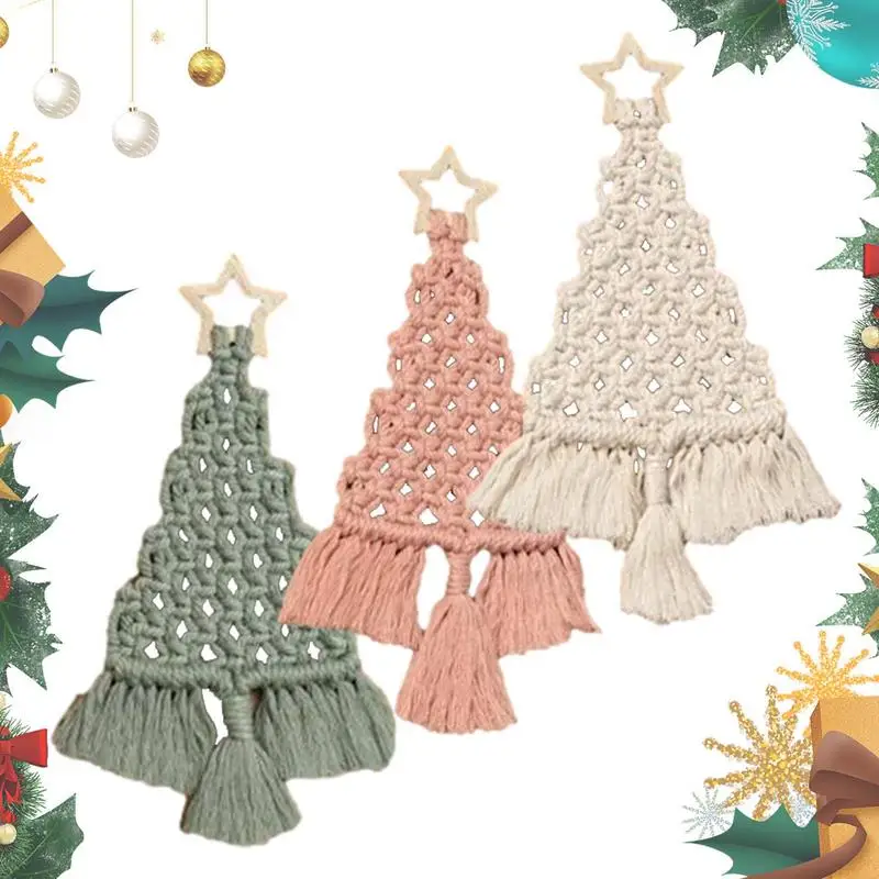 

DIY Christmas Macrame Kit Christmas Tree Wall Hanging Woven Macrame Kit Macrame Supplies Cord Cotton Christmas Decorations Wall