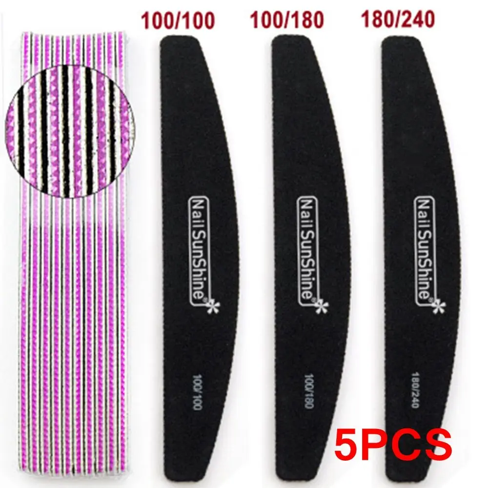 

5pcs/pack Portable Double Sided Nail Files Sanding Buffer Professional Manicure Pedicure Nail Care Beauty Tools100/180/240