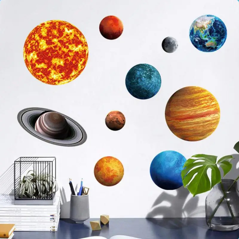 

Solar System Nine Planets Luminous Stickers Anti-static Waterproof Glow In The Dark Planet Stars Fluorescent Sticker Home Decor