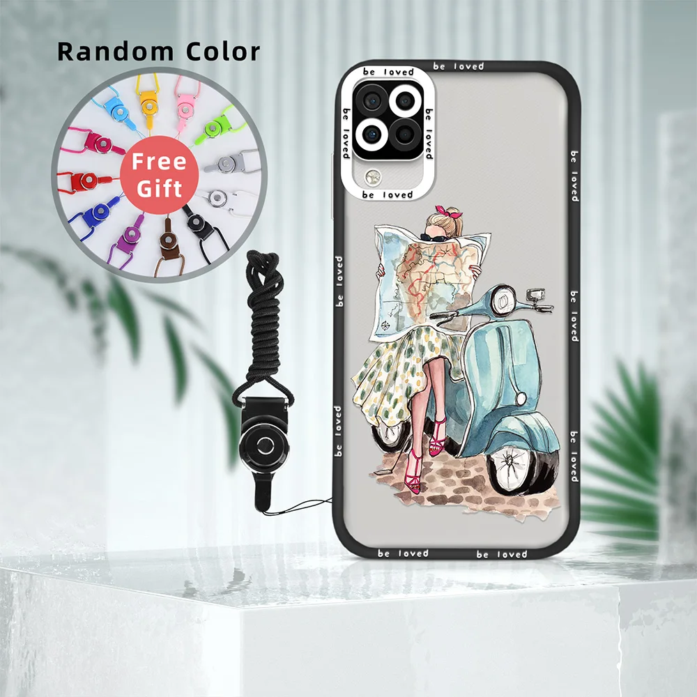

Cool Fashion Girl Clear Case for Samsung A11 A12 A71 A21S A32 4G A52 A52S A53 5G A72 S22 Plus S22Ultra Phone Soft TPU Back Cover
