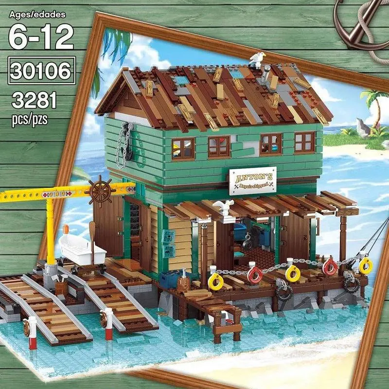 

Urge 30106 Expert Creative Idea Shipyard Ship Repair Yaro Building Blocks Bricks 2621pcs Bricks Toys Old Fishing Store