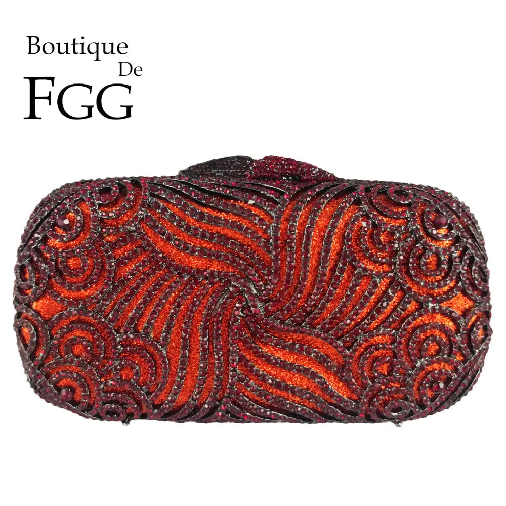 

Boutique De FGG Women Red Evening Bags and Clutches for Formal Party Rhinestone Handbags Ruby Diamond Minaudiere Clutch Purse
