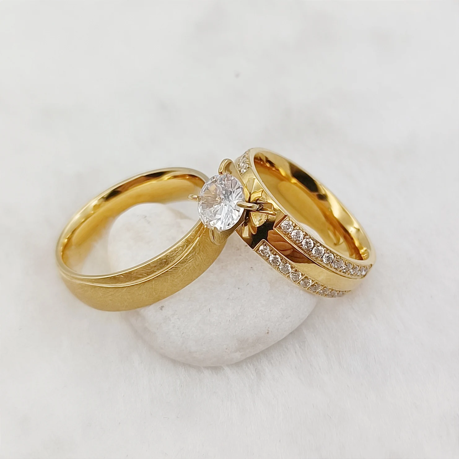 

Свадебное кольцо ручной работы в американском стиле с бриллиантами для влюбленных, позолоченное ювелирное изделие 24k, cz