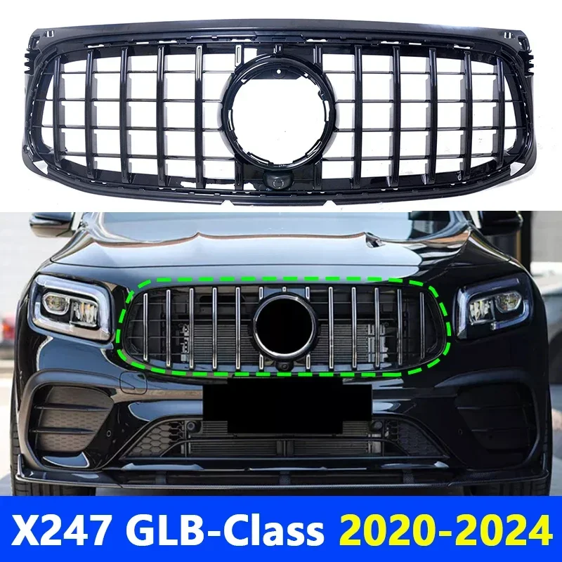 

Для 2020-2023 X247 GLB-Класс Mercedes Benz GLB180 GLB200 GLB250 GT Стиль Серебристый Черный Верхний Бампер Капот Сетка Передняя Решетка Решетка