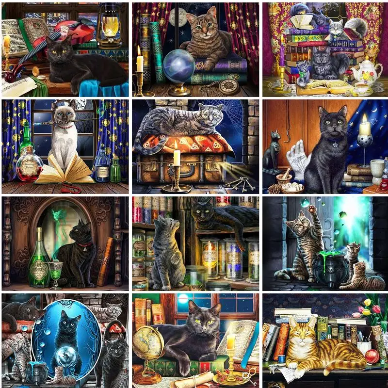 

RUOPOTY Acrylic Picture By Number Animal Kits Home Decor Painting By Number Cat For Adults Drawing On Canvas HandPainted Gift