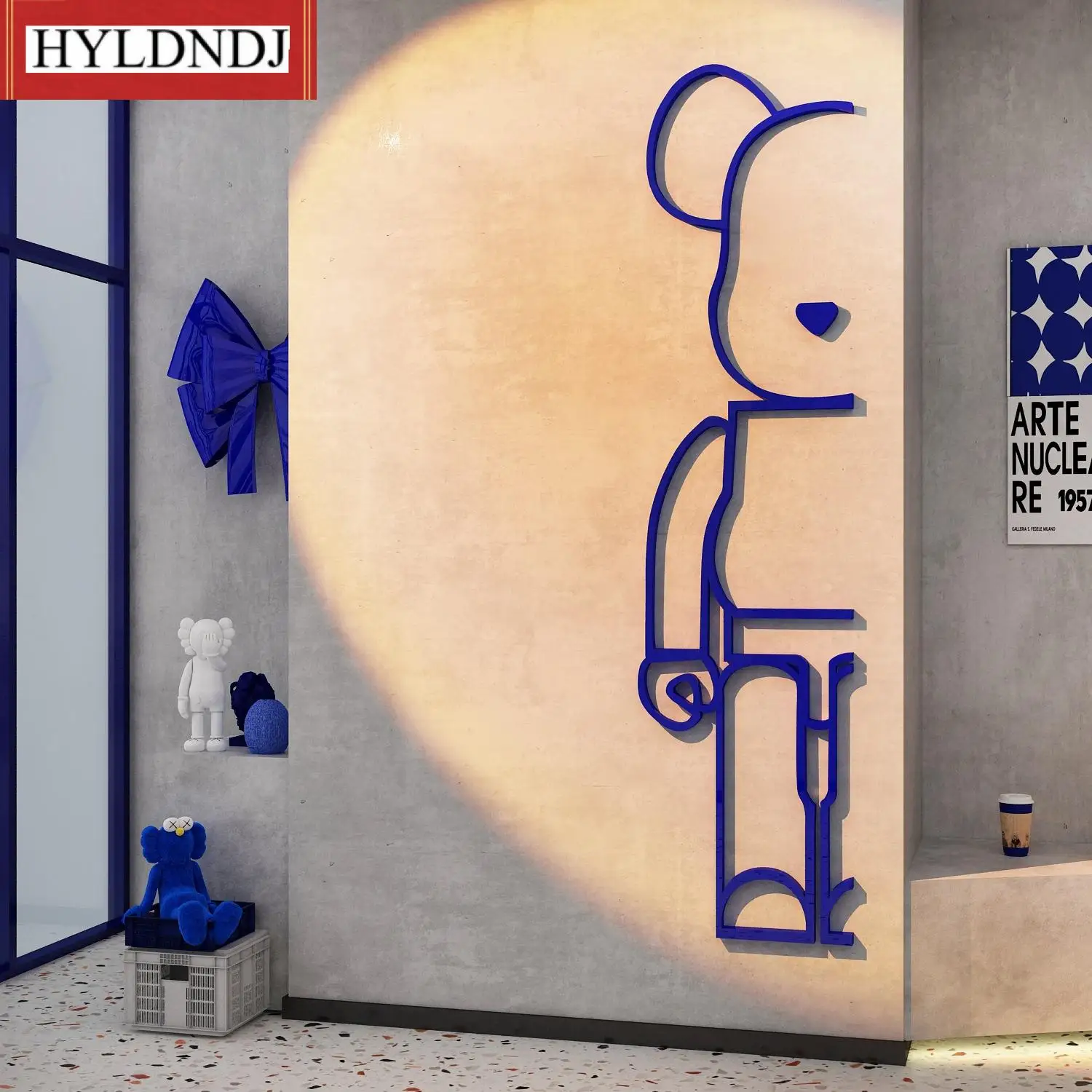 

Acrylic Mirror Wall Sticker Diy Half of Bearbrick Wall Sticker Bear Brick Cartoon Block Bear Wallsticker Living Room Home Decor
