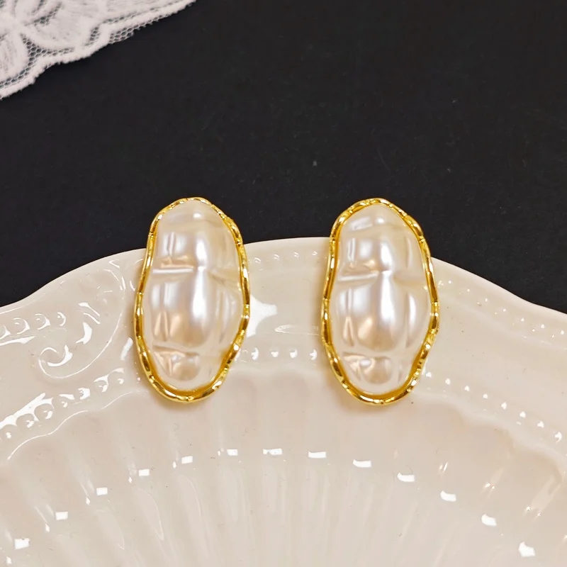 Элегантные овальные жемчужные серьги-гвоздики геометрические серьги
