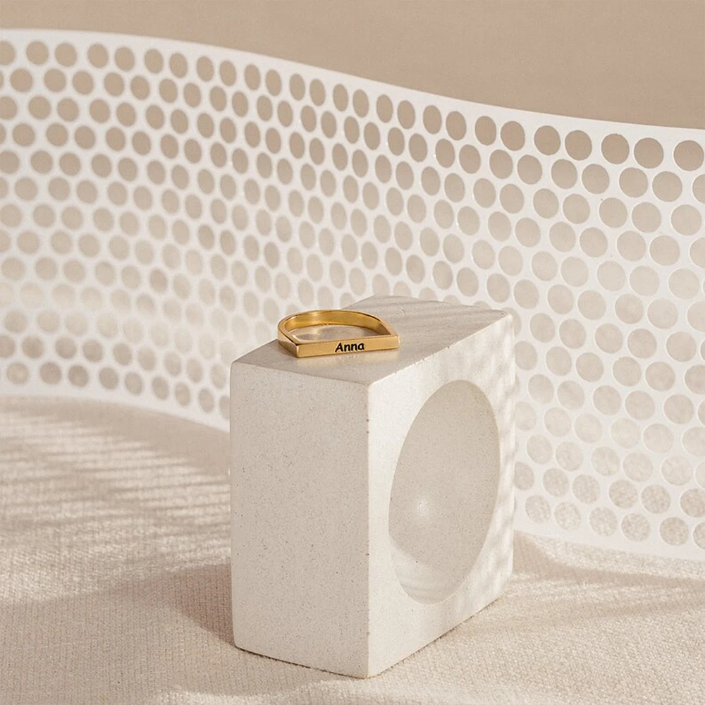 Stainless Steel Custom Name Women's Ring U-Shaped Fashion Korean Ring Personality Custom Name Women's Accessories Free Shipping