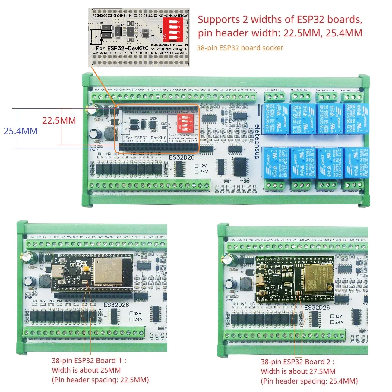 Сетевая релейная плата 2AO-8AI-8DI-8DO ESP32 цифровой модуль для Smart Switch IOT простой ПЛК 4-20