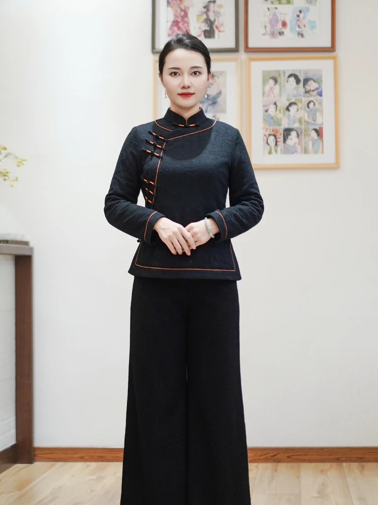 Qiya новый зимний китайский костюм утолщенная маленькая хлопковая стеганая куртка