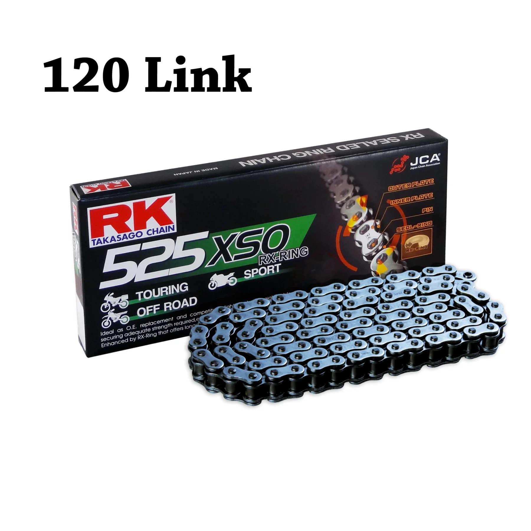 

RK Motorcycle Chain X-Ring 525 XSO 120 L for KTM 125-250-300-400-450-640-990-1190 EXC/SX/Adventure/SC/SMX/SXC/Duke/MXC/EGS/RC8