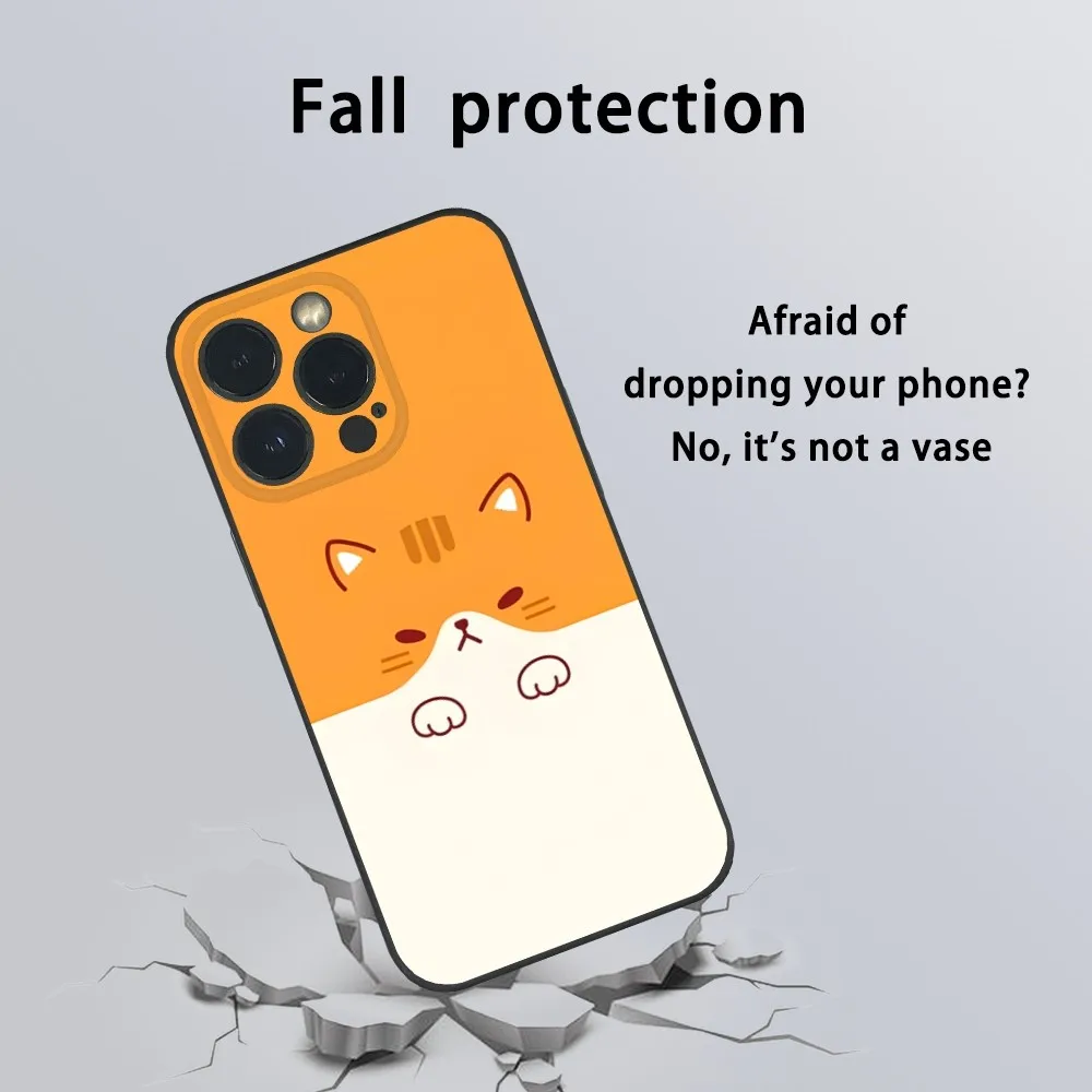 Simple Cute Animal Cat Phone Case For iPhone 16 15 14 13 12 11 Pro Max Plus Mini Frosted Soft Shell Funda