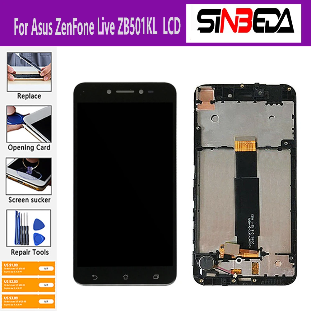 

5.0" For Asus ZenFone Live ZB501KL X00FD A007 LCD Display Touch Screen Digitizer Assembly Replacement for Asus ZB501KL Screen