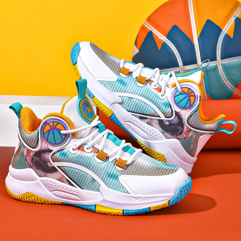 Summer Autumn Children Basketball Shoes Boy Mesh Basket Boots Antislip Rubber Sole Little Kid Big Kids Outdoor Fashion Sneakers