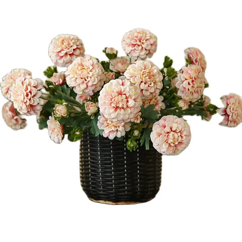 

5 PCS Artifcial Flowers Pink Dahlia Simulation Silk Flowers Hotel Table Decoration Oragne White Basket DIY Flowers