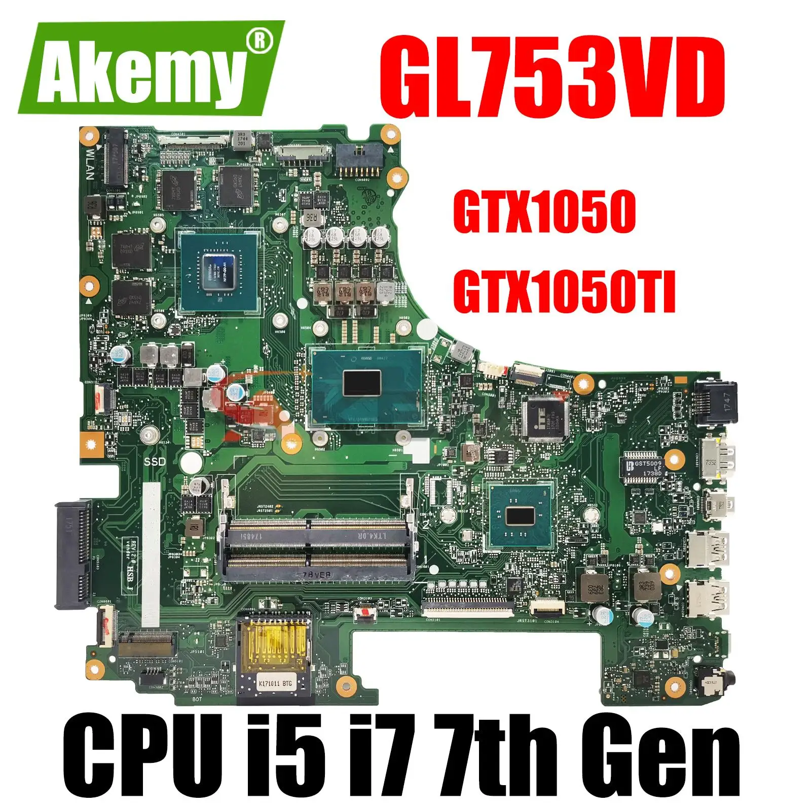 GL753VD материнская плата ASUS ROG GL753V GL753VE FX73V ZX73VD, материнская плата для ноутбука i7-7700HQ CPU GTX1050 GTX1050TI GPU