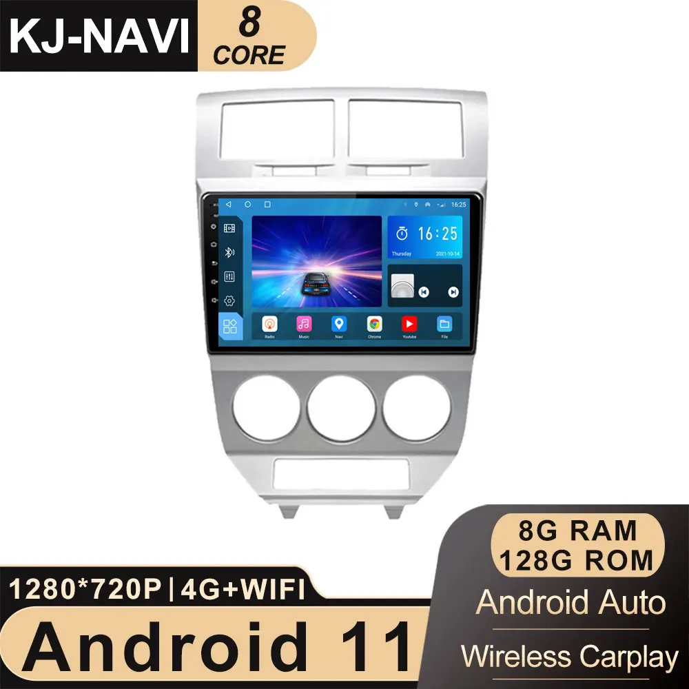

Автомобильный мультимедийный видеоплеер, GPS, 4G LTE 9 ''8-ядерный DSP Android 11 для Dodge Caliber 2007-2010