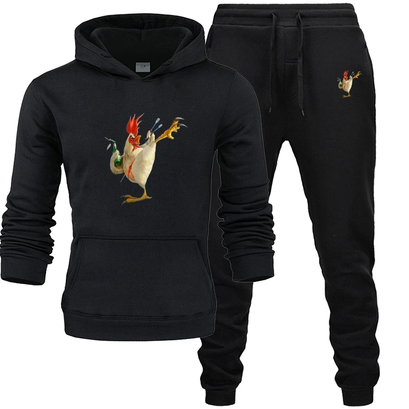 

Men's Sets Brand Tracksuit Pure Cotton Brushed Warmth Leisure Fitness Training Sports Suit Man