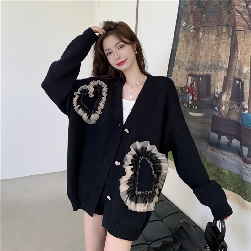 DAYIFUN-свитера большого размера женские вязаные кардиганы в стиле пэчворк с