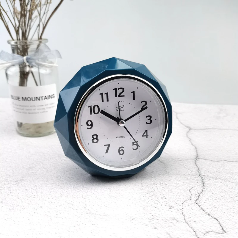 

Creative Diamond-Shape Alarm Clock Small Mute Alarm Clocks Bedside Electronic Round Number Double Bell Desk Table Decor Clock