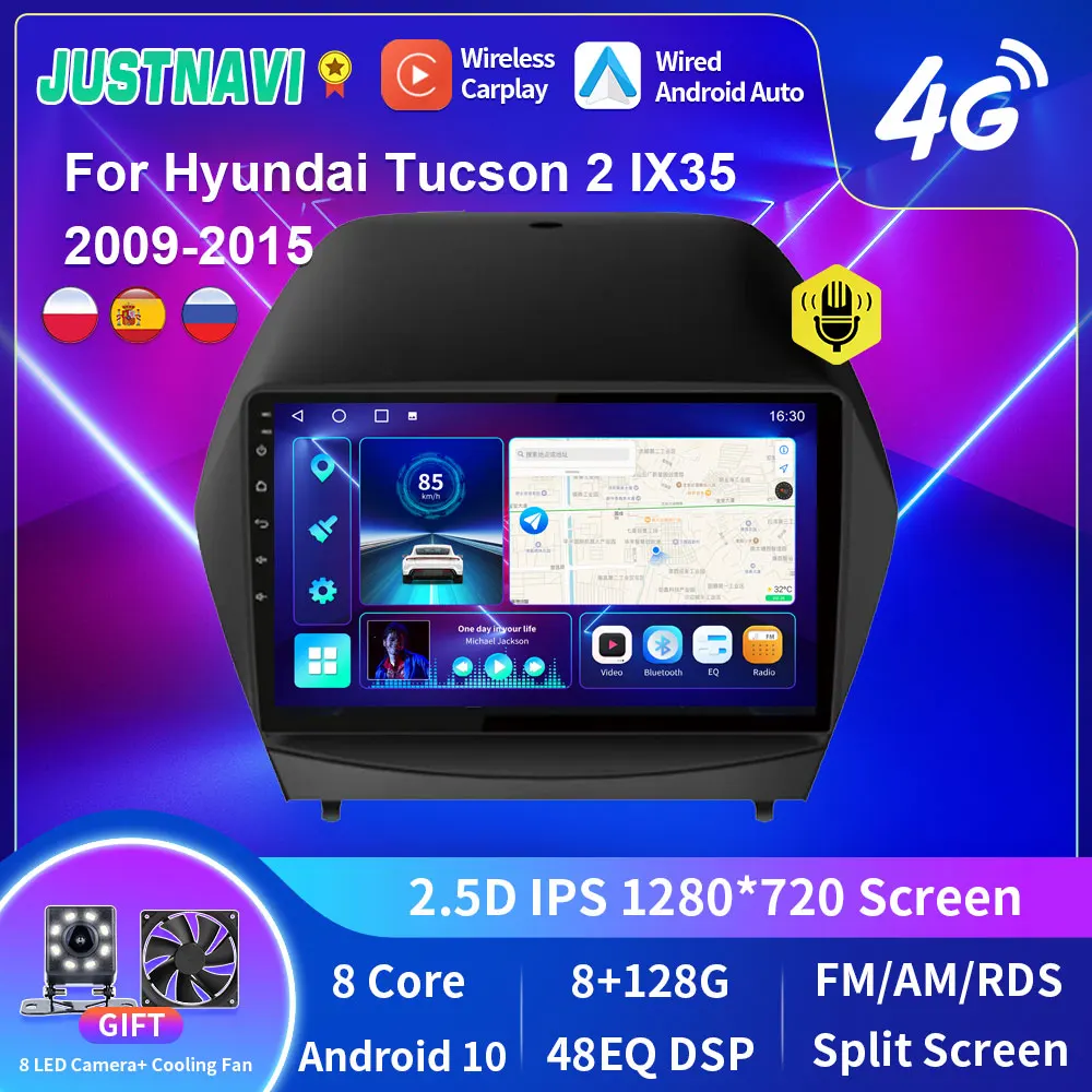 JUSTNAVI для Hyundai Tucson 2 IX35 2009-2015 2din Android Авто Carplay мультимедийный DVD видео DSP Авторадио