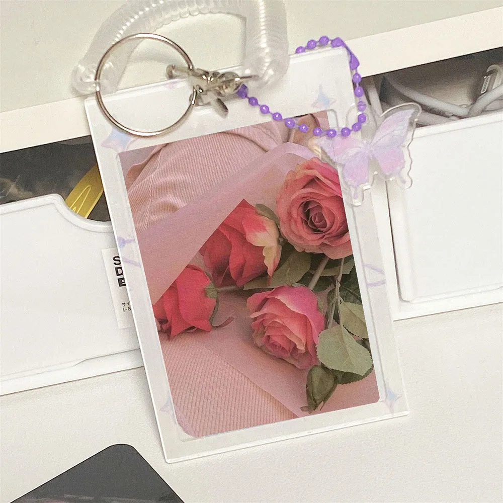 

Korea Version Butterfly Photocard Holder Credit ID Bank Card Photo Idol Postcard Card Display Holder Bus Card Protective Pendant
