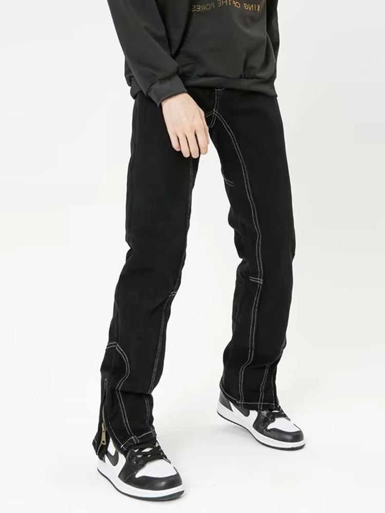 Black Jeans Men's Straight Leg Pants Y2k Denim Cloth Super Street Clothing Tentyol Men's Slim Men's Fashion Clothing Men Pants