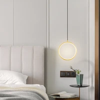 jmzm modern small pendant lamp circle led chandelier copper bedside decorative pendant lamp for bedroom living room hotel villa