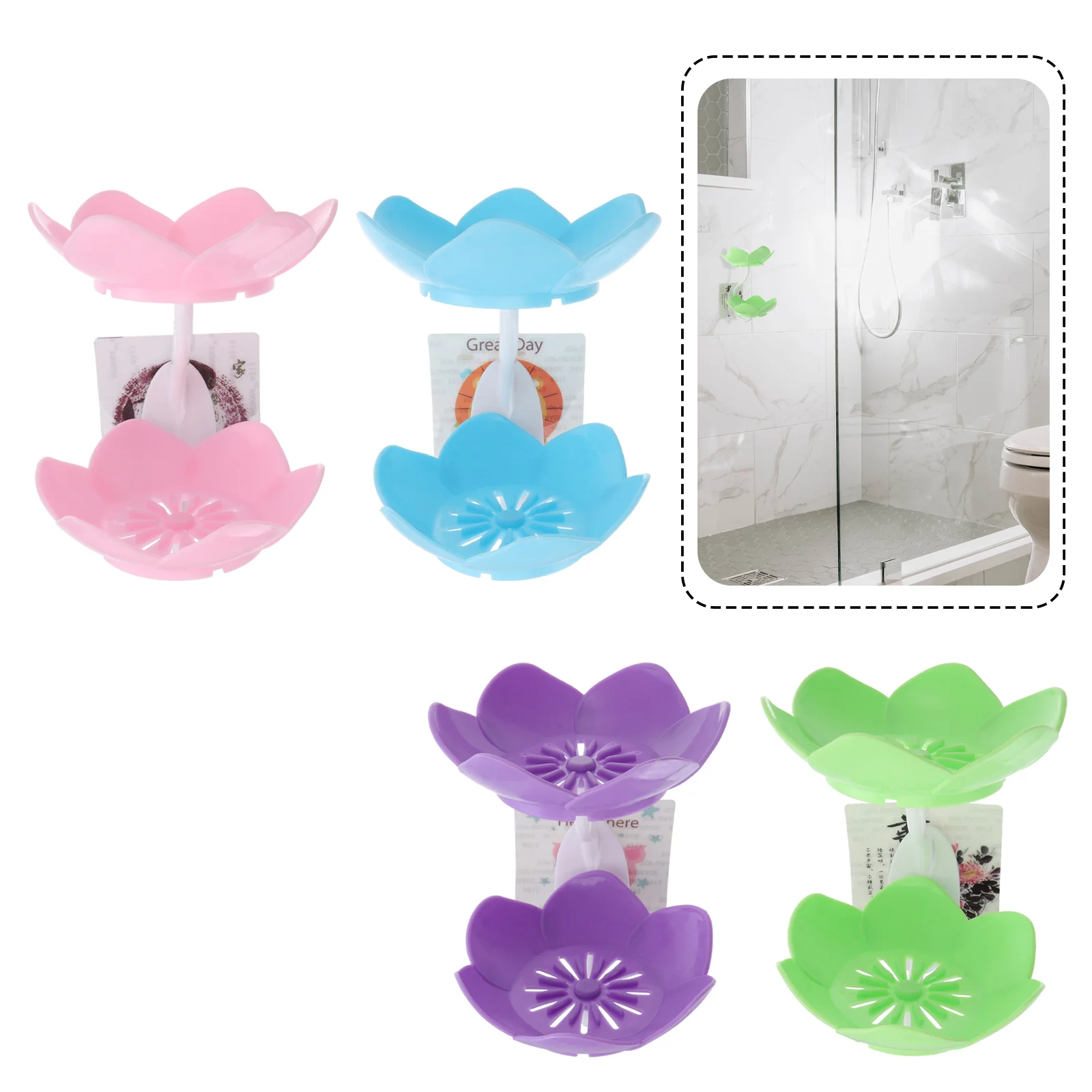 

Soap Dish Shower Rack Holder Wall Bathroom Hanging Drain Draining Tray Flower Storageboxtoilet Corner Adhesive Case Suction