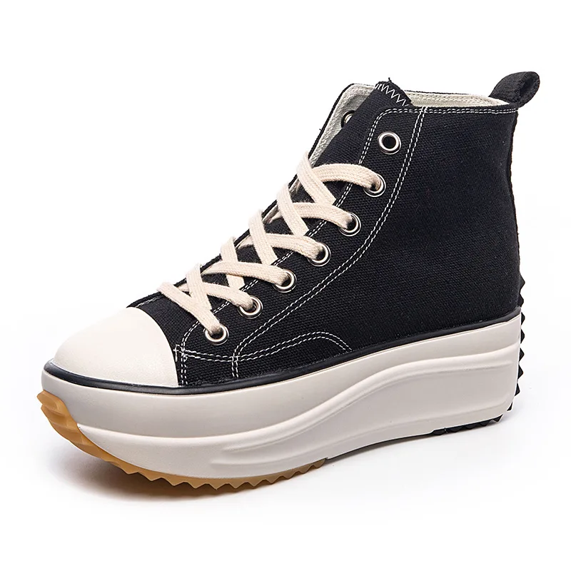 High-top Canvas Shoes Women 2022 Autumn New Height Increase Platform Shoes Sawtooth White Shoes Ladies Fashion Popular Sneakers