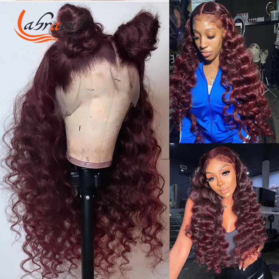360 HD кружевные передние al человеческие волосы парики красная глубокая волна 13x 4