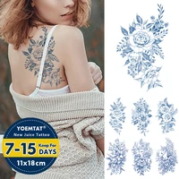 sexy flowers ink tattoos peony rose line semi permanent herbal waterproof temporary tattoo sticker women men body art fake tatto