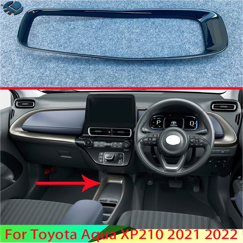

For Toyota Aqua XP210 2021 2022 Car Accessories ABS Chrome Front Center Console Cup Drink Holder Cover Trim Bezel Frame Molding