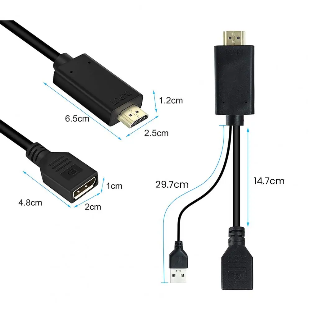 USB-коннектор из ПВХ HDMI-совместимый кабель преобразователя DisplayPort с хорошей производительностью Легкий кабель преобразователя для ПК