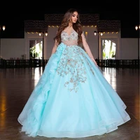 elegant ball gown prom dresses luxury crystals appliques beads evening dress for special occations illusion party bride gowns