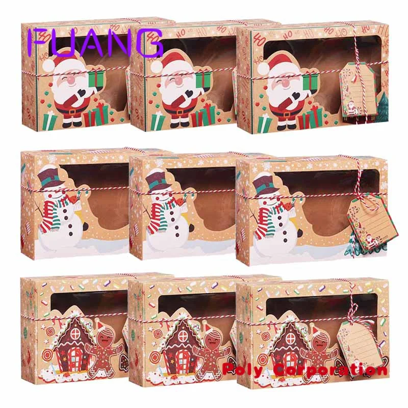 Merry Christmas Cookie Boxes Cupcake Brownies Christmas Paper Bakery Treat Boxes For Packagingpacking box for small business