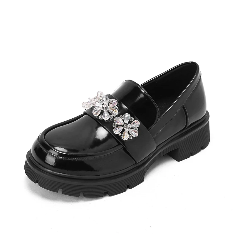 Туфли-Лоферы женские из натуральной кожи вечерние на платформе демисезонные |