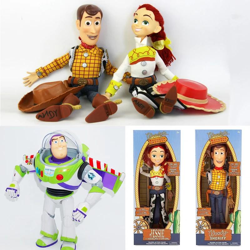 

30-40CM Disney Toy Story Talking Buzz Lightyear Toy Woody Action Figure Jessie Figurine Collectible Doll Toys Christmas Gift