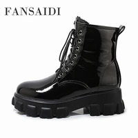 fansaidi winter new white ankle boots fashion sexy round toe flats platform matin boots short boots big size41 42 43 44 45 46