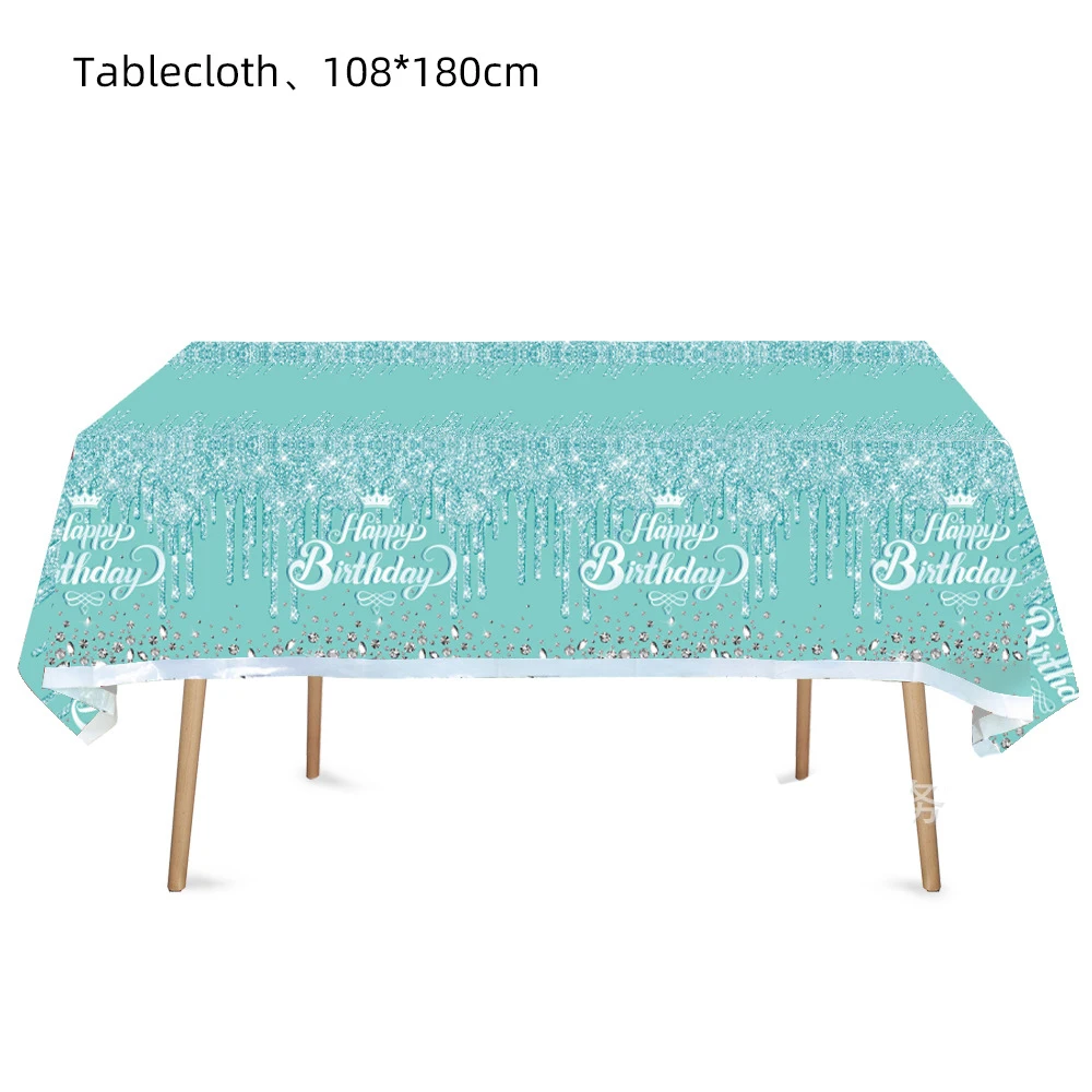 

Tiffany Blue Birthday Party Tableware Paper Plates Paper Cup Banner Tablecloth Decoration Arrangements Party Decoration Supplies