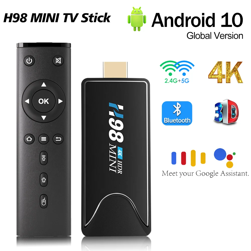 4K Smart TV Stick H98 MINI Allwinner H616 Android 10 ТВ-приставка Четырехъядерный 4 ГБ 32 ТВ-приемник 2 4G 5G