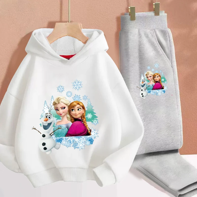 Детский спортивный костюм с принтом принцессы Эльзы Диснея толстовки топ и брюки