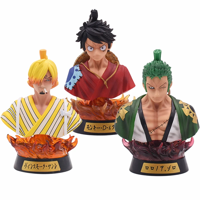 

One Piece Anime Figure Luffy Zoro Sanji Led Head Bust Portrait GK Action Figurine Desktop Ornaments Statue Collectible Model Toy
