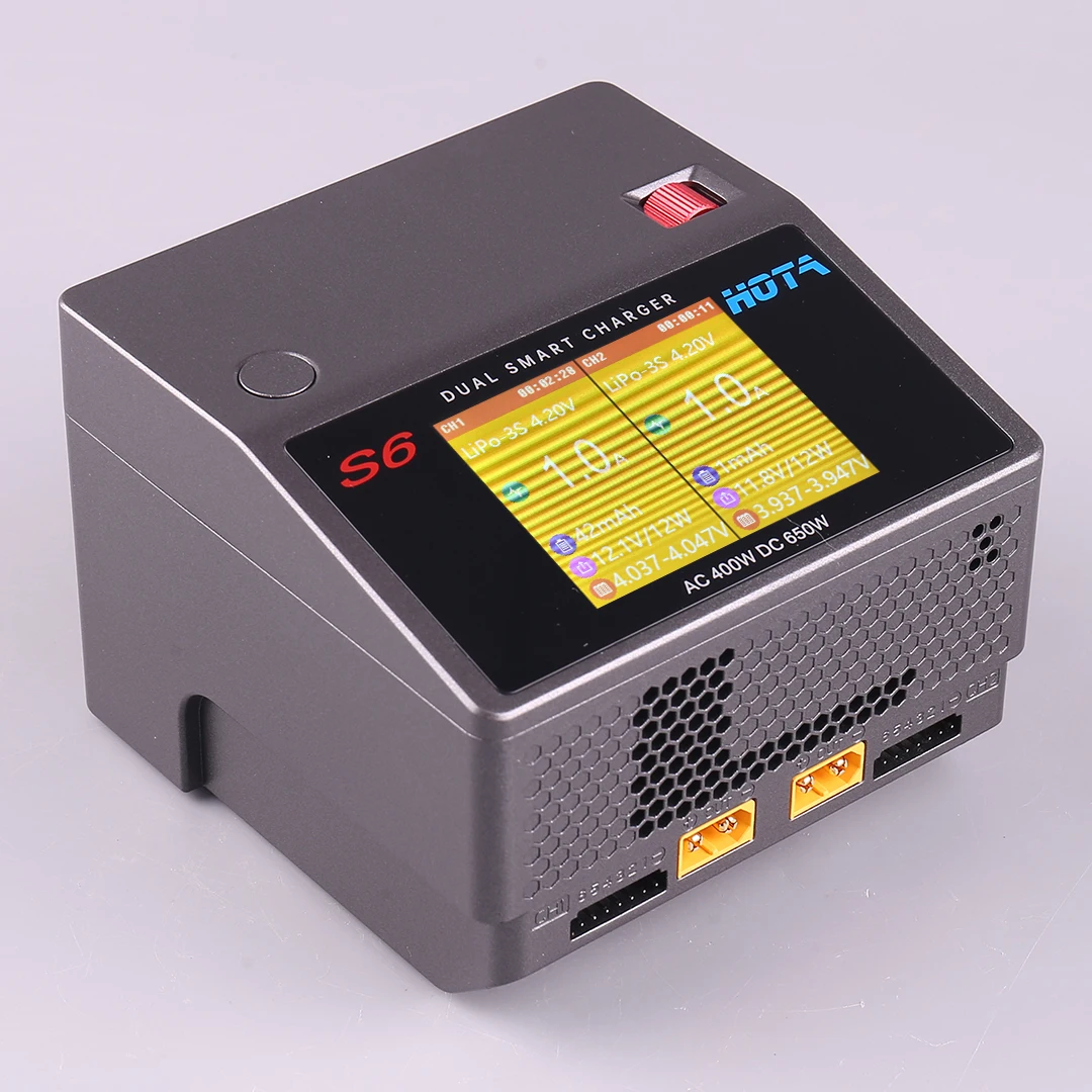 HOTA S6 AC400W DC650W 15A умное маленькое Двухканальное зарядное устройство для батареи Lipo