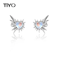 tiyo original design cool heart earrings 2022 new trend jewelry thick silver plated geometric metal stud earrings for women