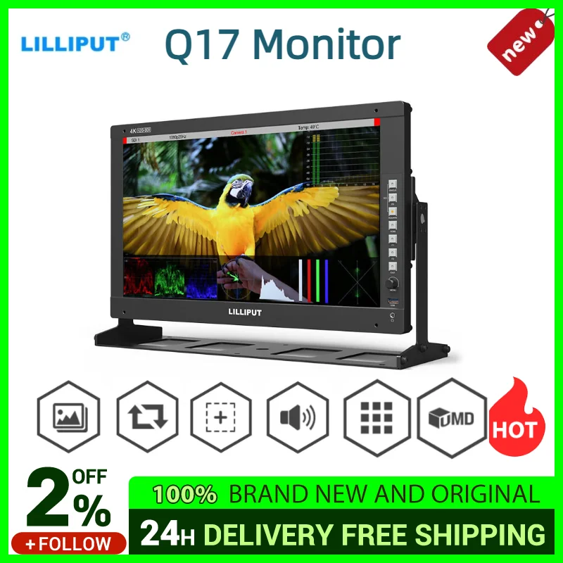

Монитор LILLIPUT Q17 4K, производство вещания, 7,3 дюймов, HDR монитор 12G-SDI HDMI 2,0 SFP с режимом волны PIP, удаленный терминал