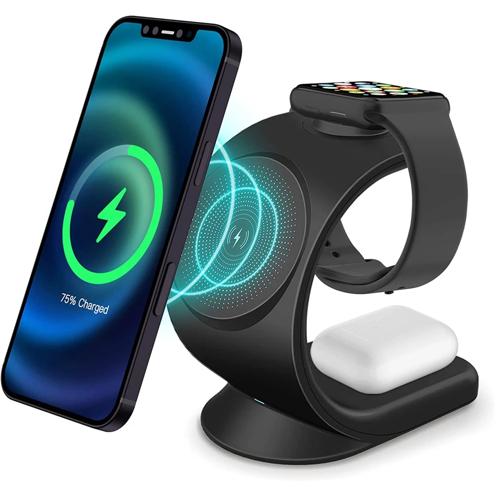 

Беспроводная зарядная станция 3 в 1 для IPhone 13/AirPods 2/Pro/iWatch 7/SE