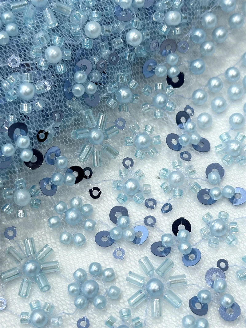 Африканская бисерная Кружевная Ткань 5 ярдов блестки вышитая французская сетка